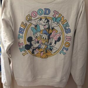 Disney Cream Crewneck with Black Neckline Detail